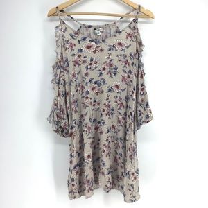 American Eagle Pink Floral Cold Shoulder Dress